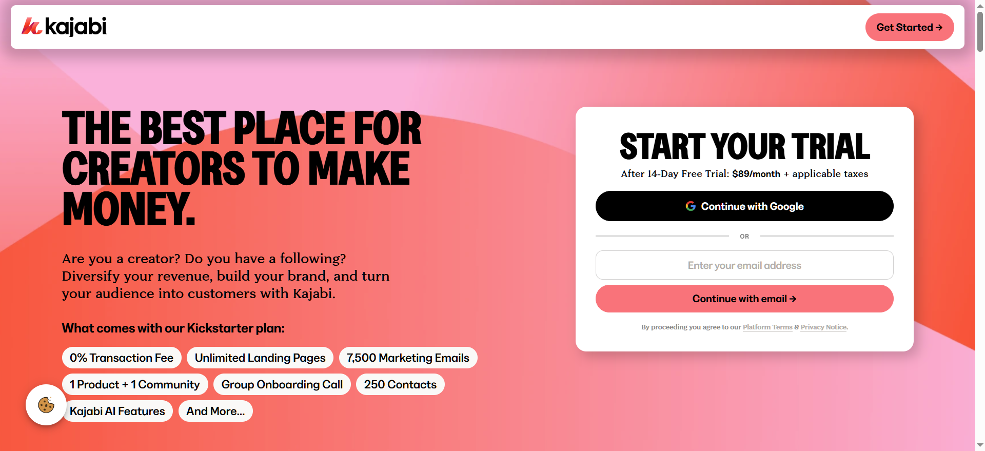 Kajabi landing page